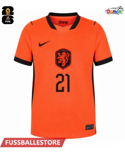 Günstige Niederlande Frenkie de Jong #21 Heimtrikot Damen WM 2026 Kurzarm